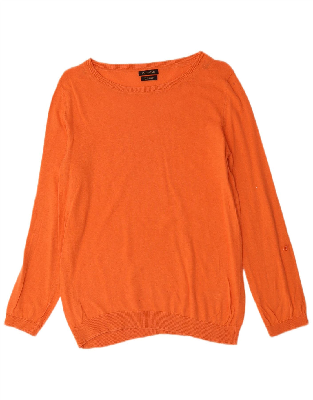 Suéter feminino MASSIMO DUTTI com gola canoa Reino Unido 14 seda laranja médio