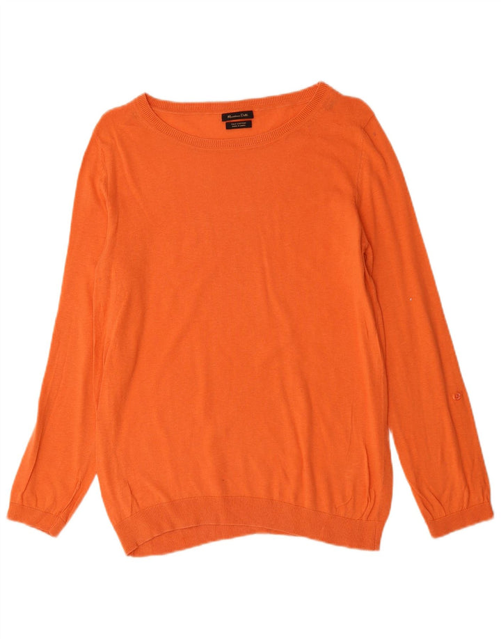 Suéter feminino MASSIMO DUTTI com gola canoa Reino Unido 14 seda laranja médio