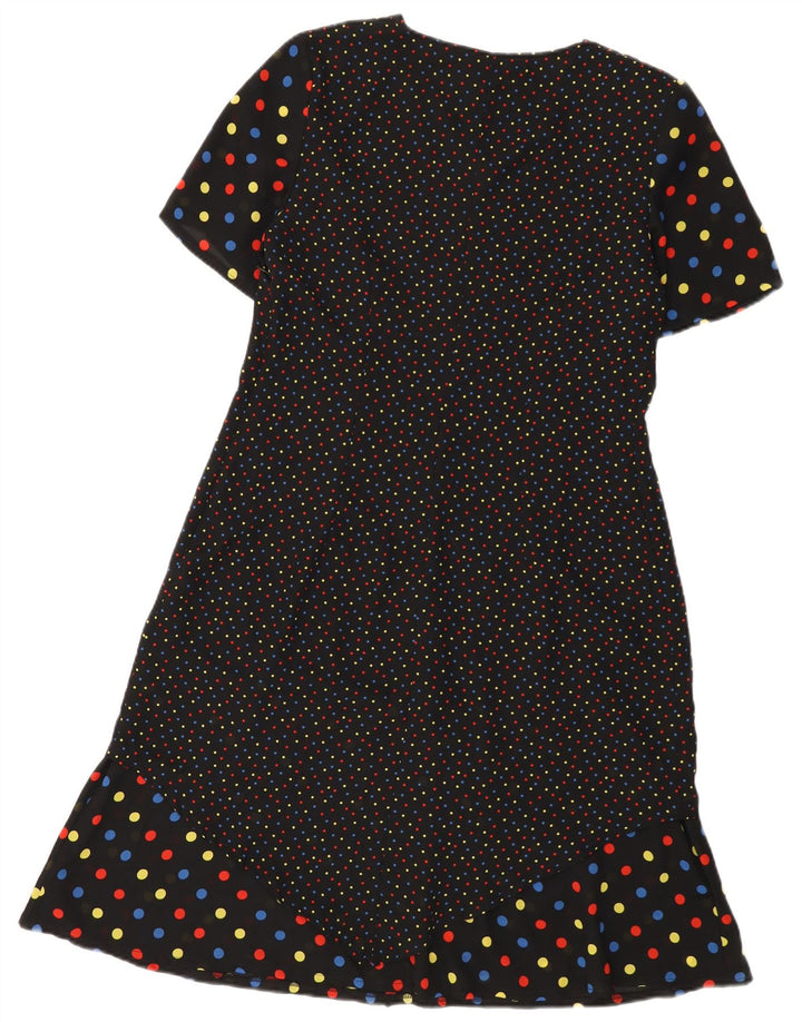 Vestido vintage feminino linha A IT 48 XL poliéster manchado preto