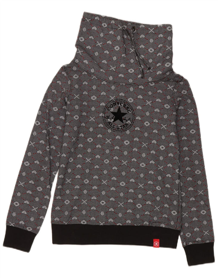 Converse feminino gráfico moletom jumper UK 12 médio cinza geométrico