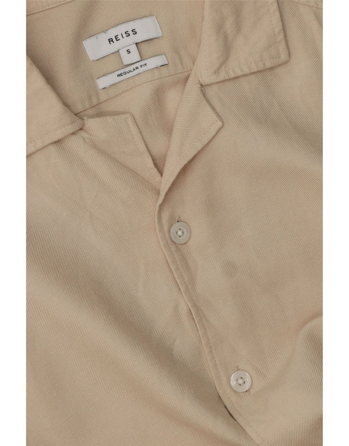 Camisa masculina REISS manga curta regular fit pequena bege