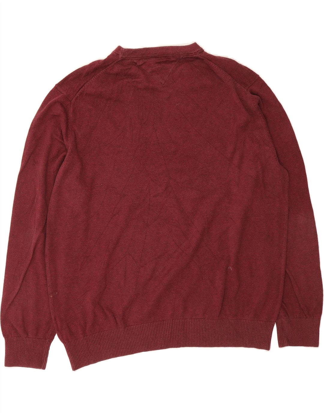 TOMMY HILFIGER Mens Crew Neck Jumper Sweater XL Burgundy Cotton Vintage Tommy Hilfiger and Second-Hand Tommy Hilfiger from Messina Hembry 