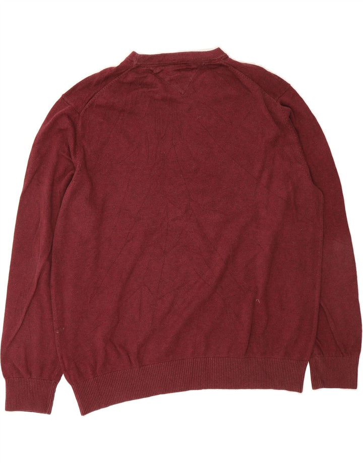 TOMMY HILFIGER Mens Crew Neck Jumper Sweater XL Burgundy Cotton Vintage Tommy Hilfiger and Second-Hand Tommy Hilfiger from Messina Hembry 