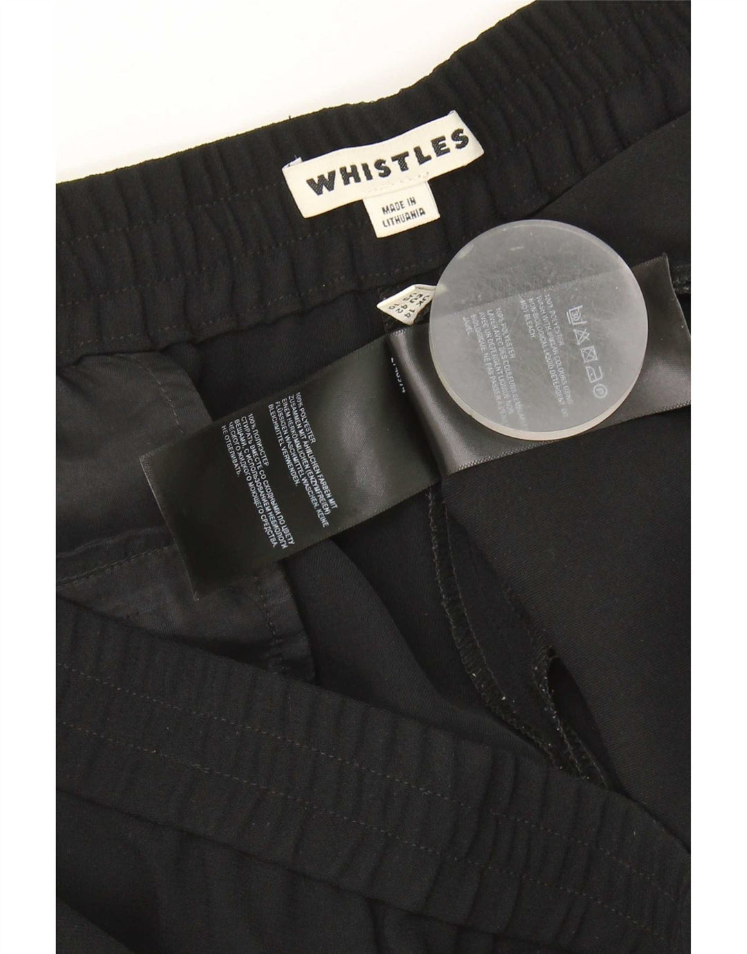 Calça capri feminina Whistles UK 14 grande W34 L22 poliéster preto