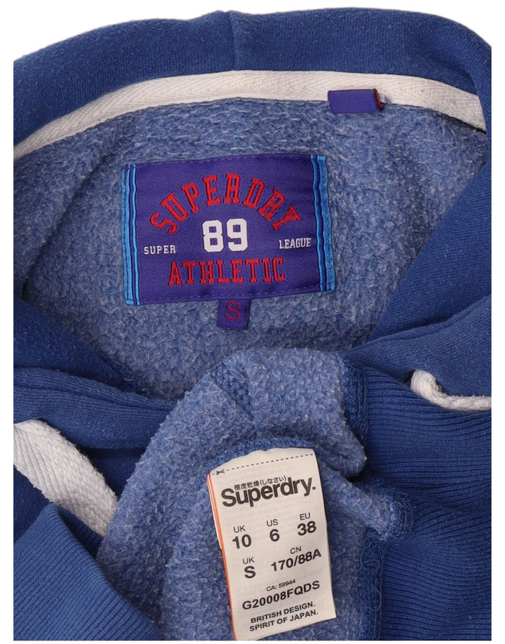 Suéter feminino com capuz superdimensionado SUPERDRY Reino Unido 10 algodão azul pequeno