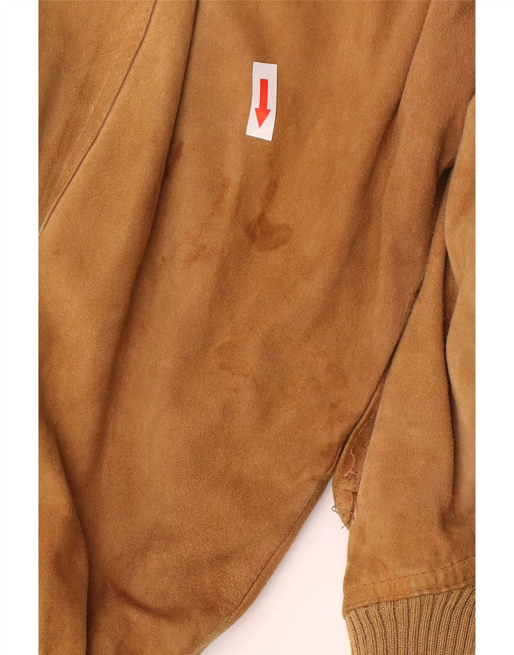 Jaqueta bomber masculina vintage de camurça IT 54 2XL marrom retrô