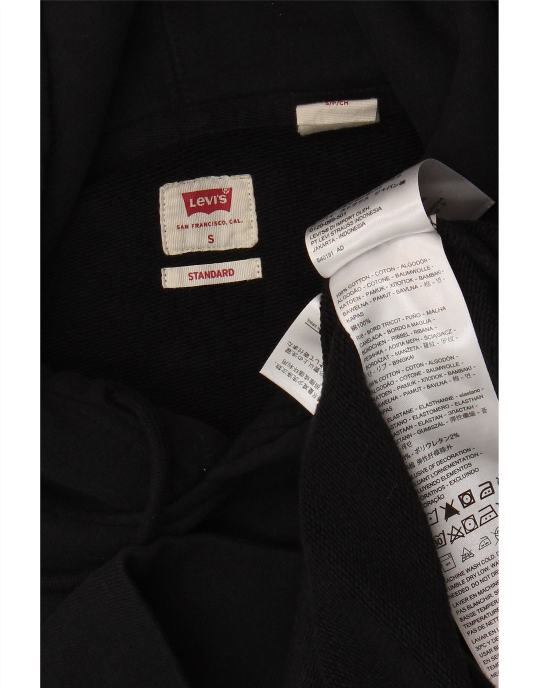 Suéter com capuz gráfico padrão masculino LEVI'S pequeno algodão preto