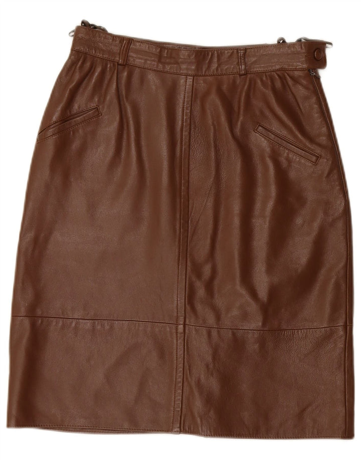 NORMA Womens Leather Skirt EU 38 Medium W28  Brown Leather