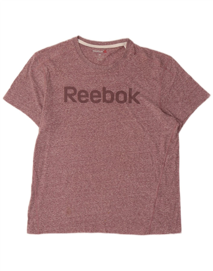 Camiseta gráfica masculina Reebok Top médio algodão manchado rosa
