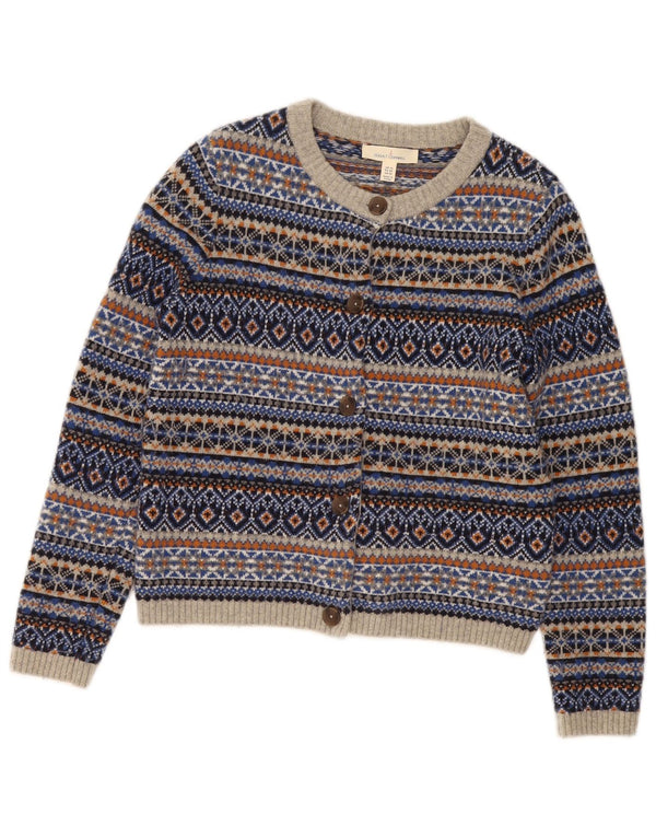 Suéter feminino de cardigã Seasalt Cornwall Reino Unido 14 grande multicolorido