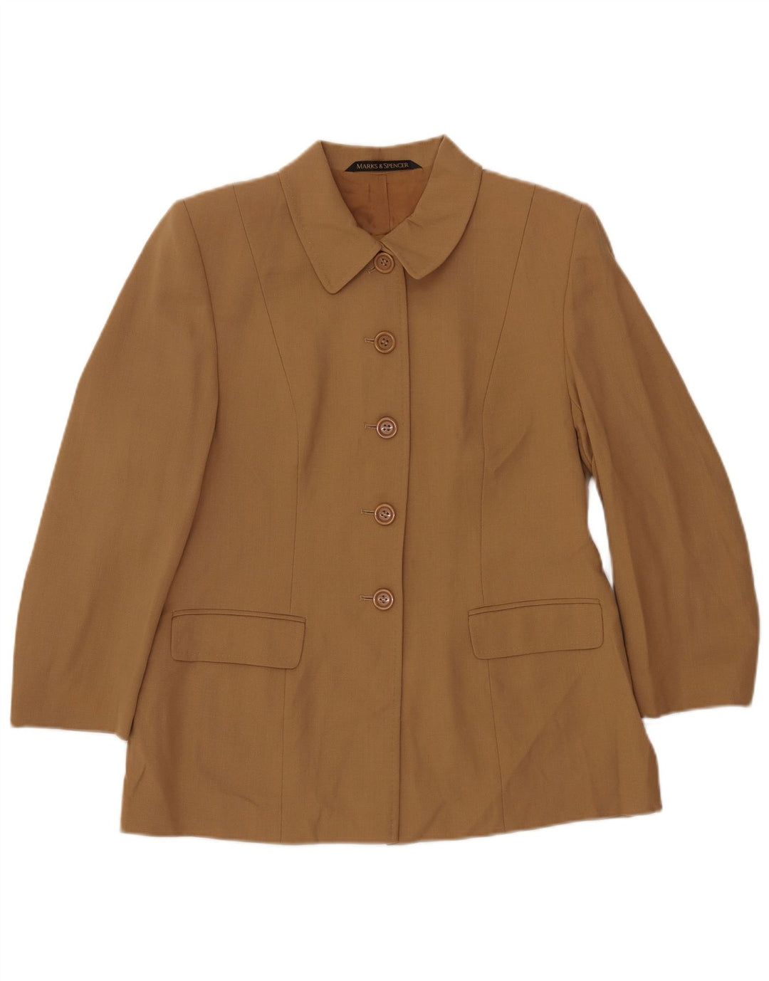 Jaqueta blazer feminina MARKS & SPENCER com 5 botões Reino Unido 16 grande lã bege