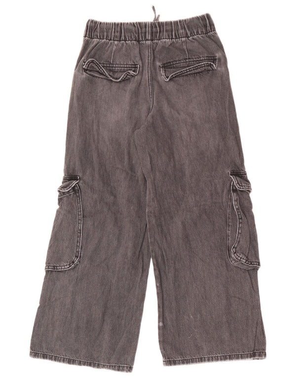 Zara Girls Cargo Wide Leg Jeans 11-12 Anos W26 L25 Algodão Cinza