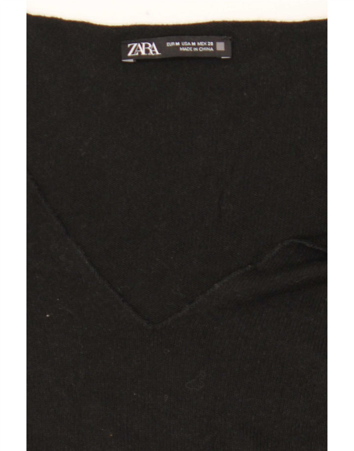 Top feminino Zara manga comprida UK 14 médio preto
