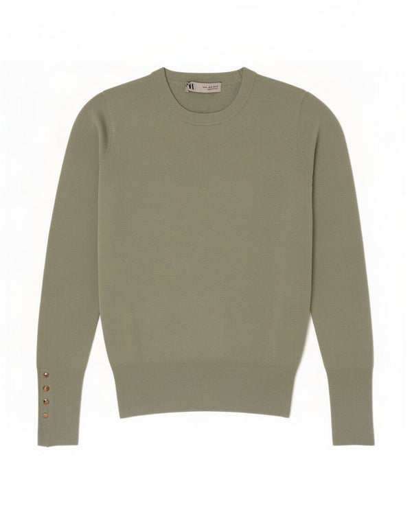 Zara suéter feminino com gola redonda, 8 pequenas viscose verde