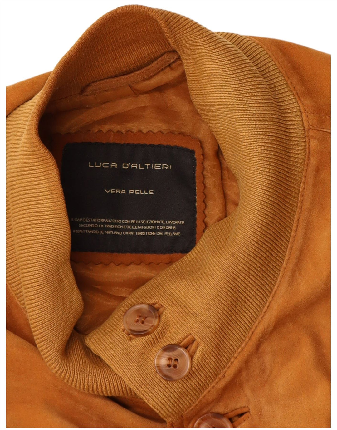 Jaqueta bomber masculina de camurça Luca D'altieri IT 50 grande couro bege