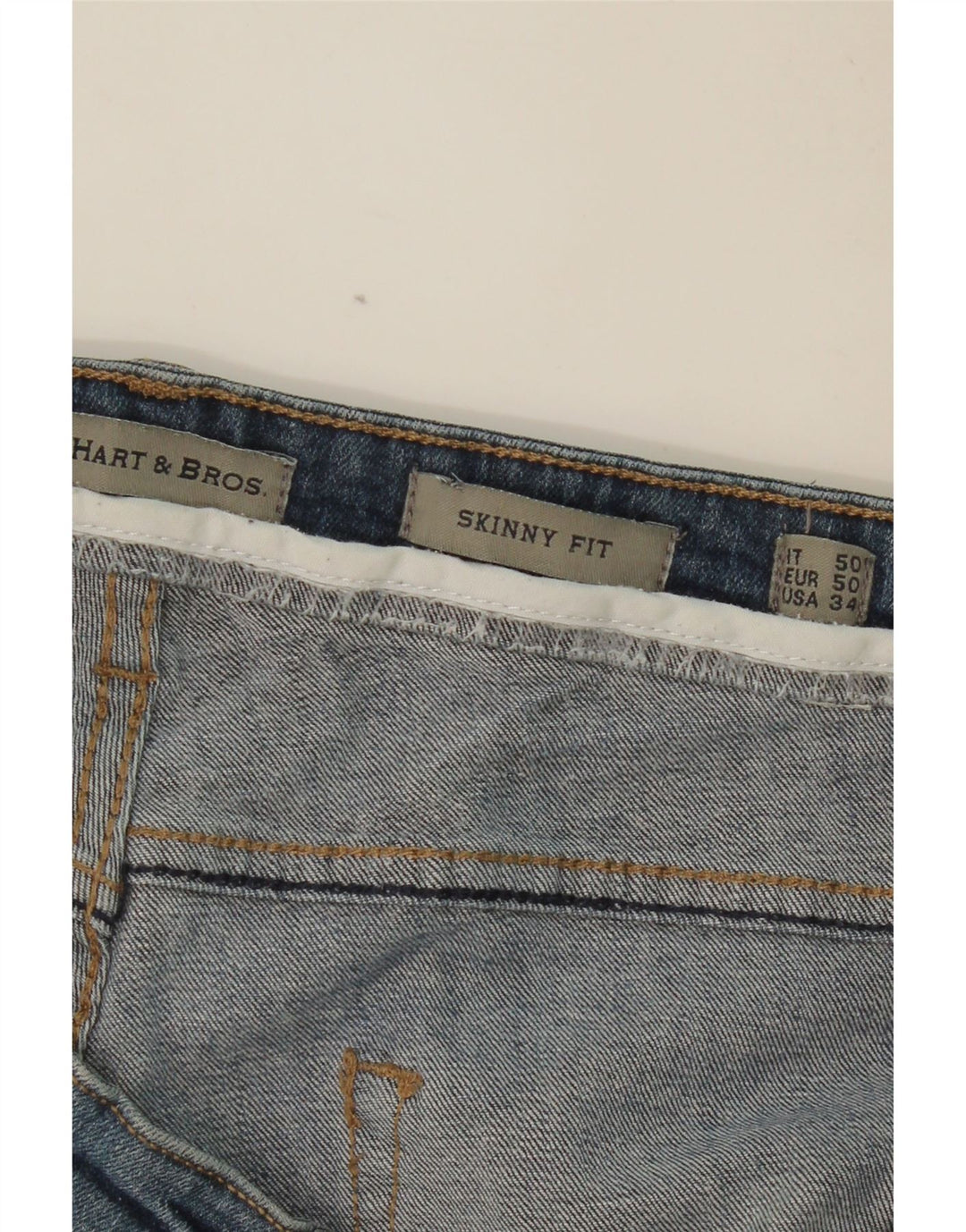 J. HART & BROS Jeans Skinny Masculino IT 50 Grande W36 L30 Azul Algodão