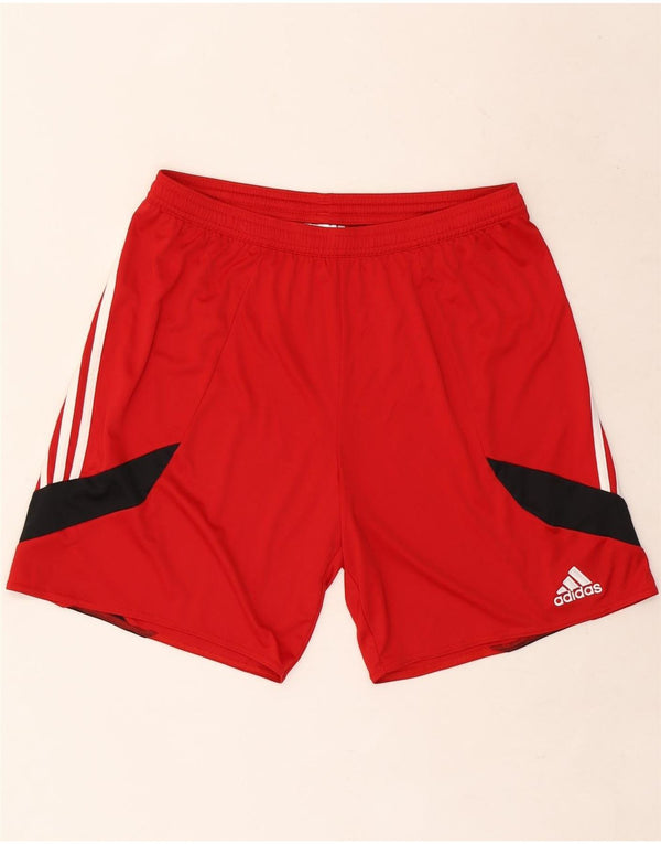 Adidas Mens Climalite Sport Shorts Grande Poliéster Colorblock Vermelho