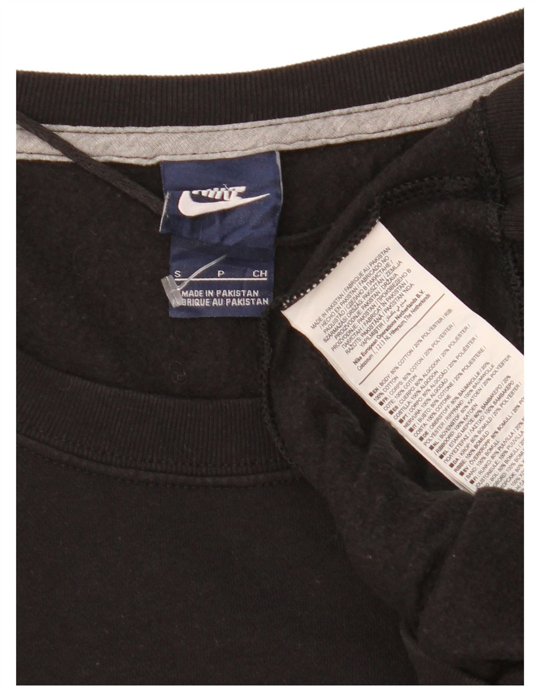 NIKE Mens Moletom Jumper Pequeno Algodão Preto