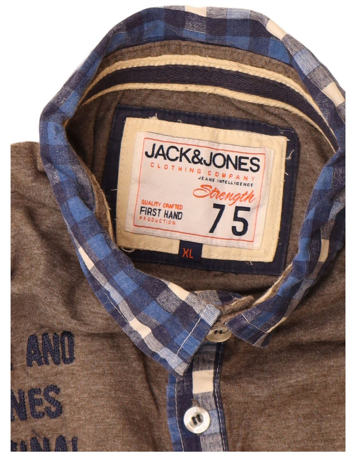 Camisa pólo gráfica masculina Jack & Jones XL poliéster marrom