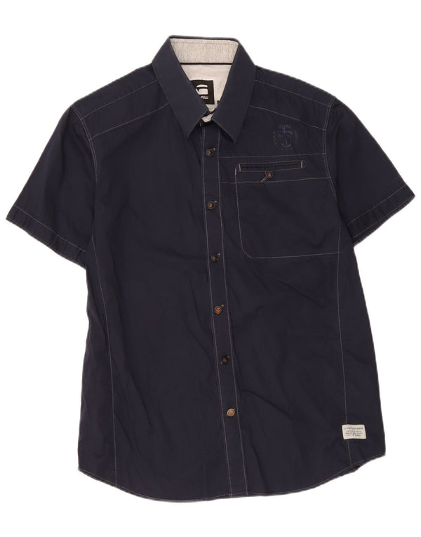Camisa masculina de manga curta G-Star grande algodão azul marinho