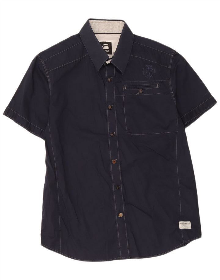 Camisa masculina de manga curta G-Star grande algodão azul marinho