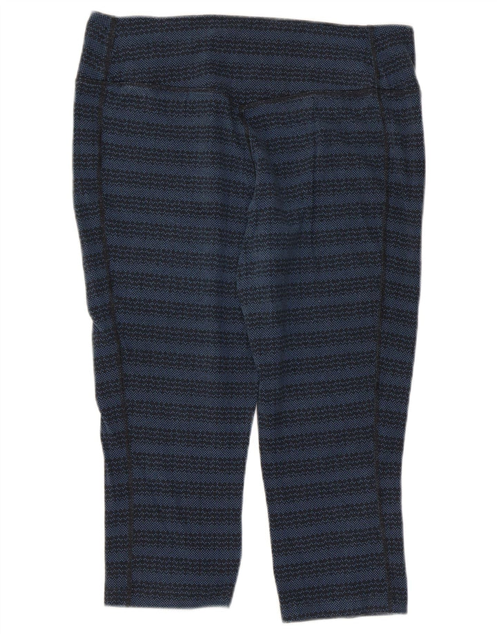 Calça legging feminina Nike Dri Fit Capri UK 14 grande listrada azul marinho de algodão