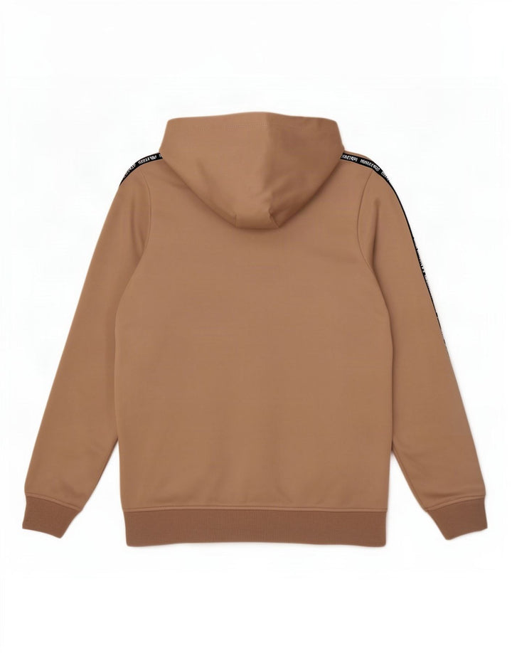 Suéter Ellesse masculino com capuz gráfico pequeno bege colorblock poliéster