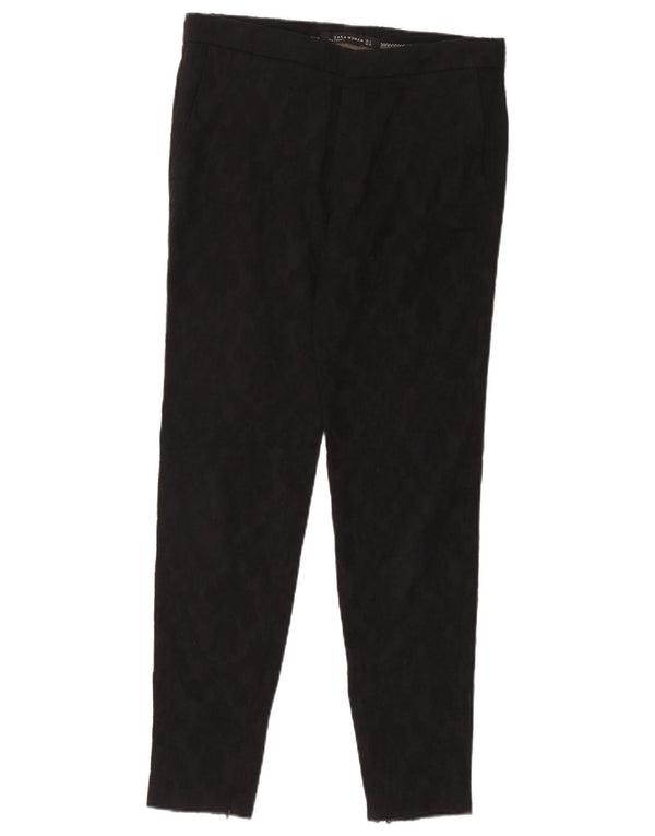 Zara Calça Chino Feminina Slim Pequena W26 L28 Algodão Floral Preto
