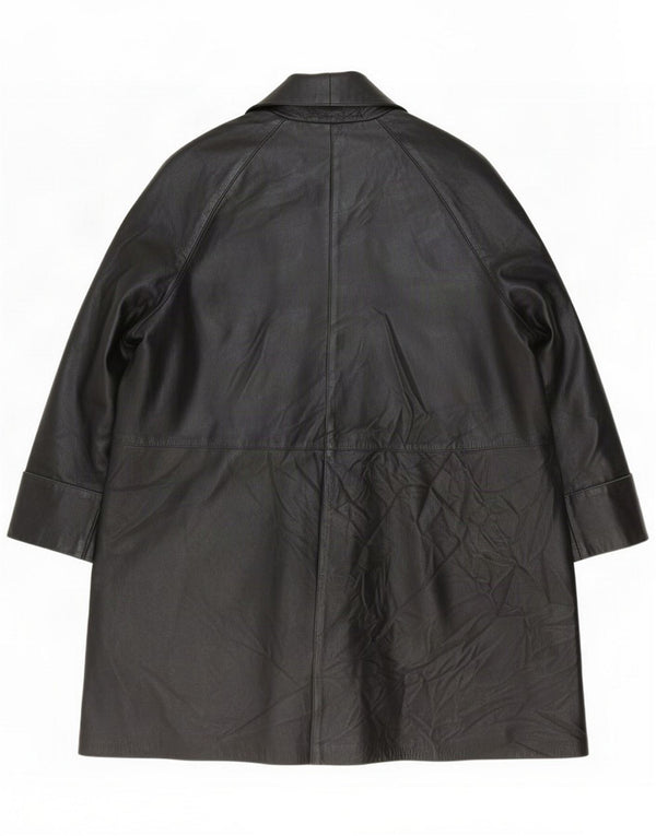 Casaco de couro superdimensionado feminino vintage IT 44 preto médio