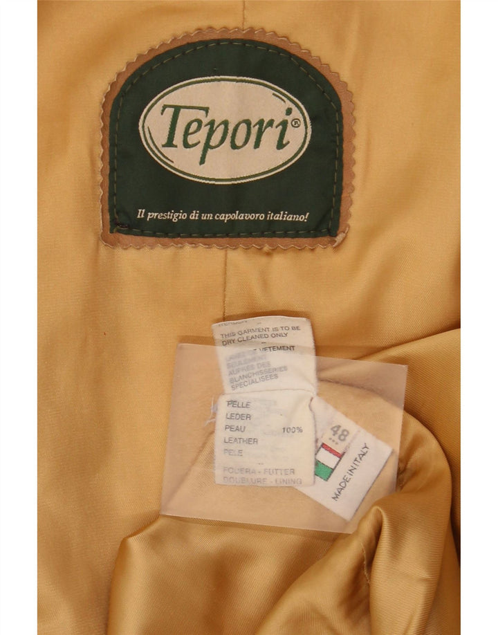 Jaqueta de couro feminina vintage IT 48 XL couro bege