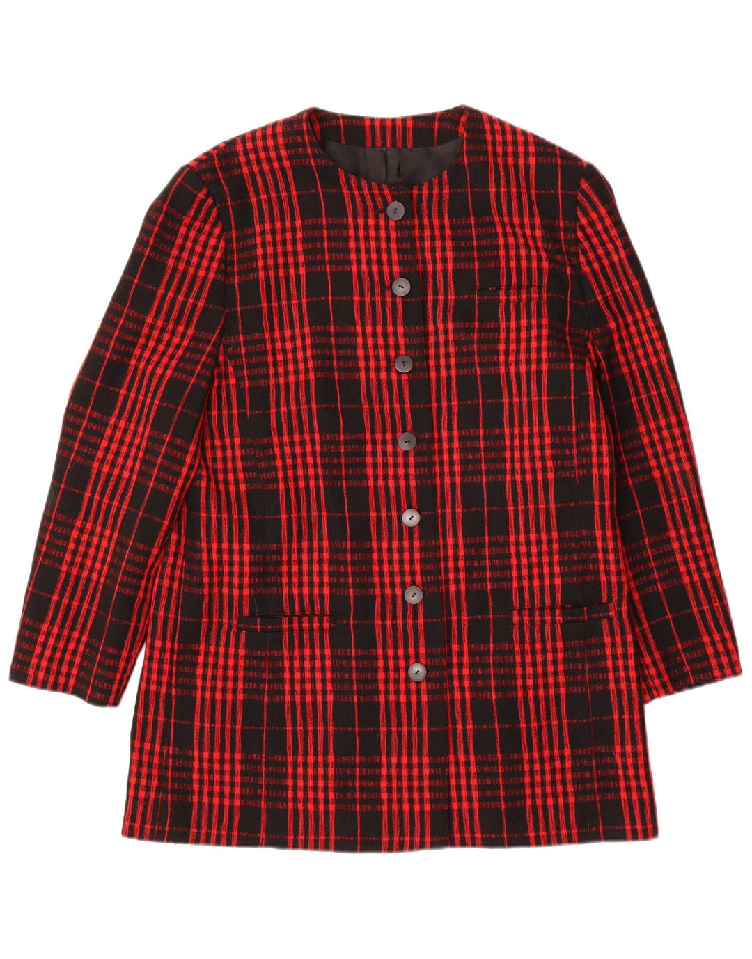 Jaqueta blazer feminina Gerry Weber com 7 botões Reino Unido 12 lã xadrez média vermelha