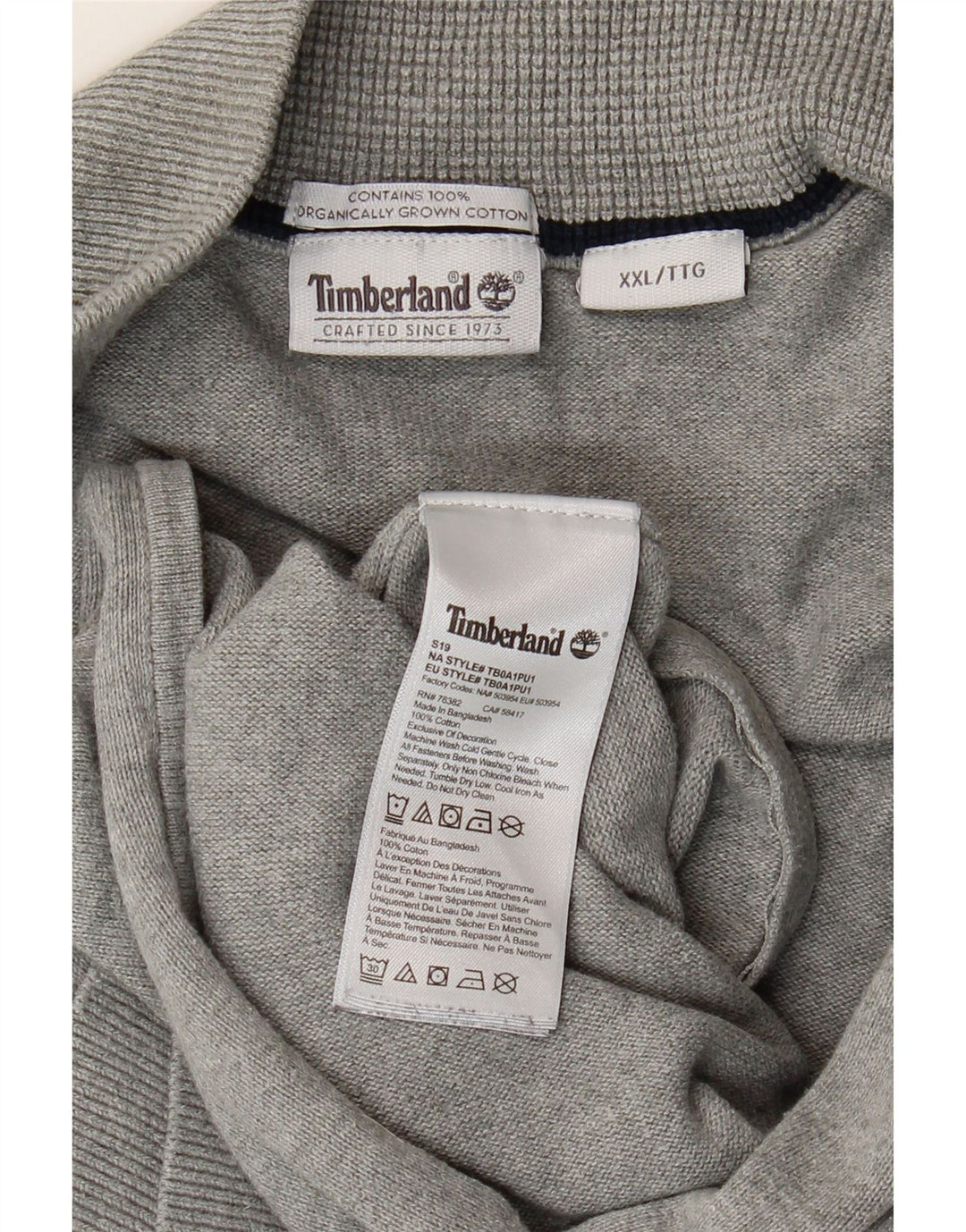 Suéter cardigã masculino Timberland 2XL algodão cinza