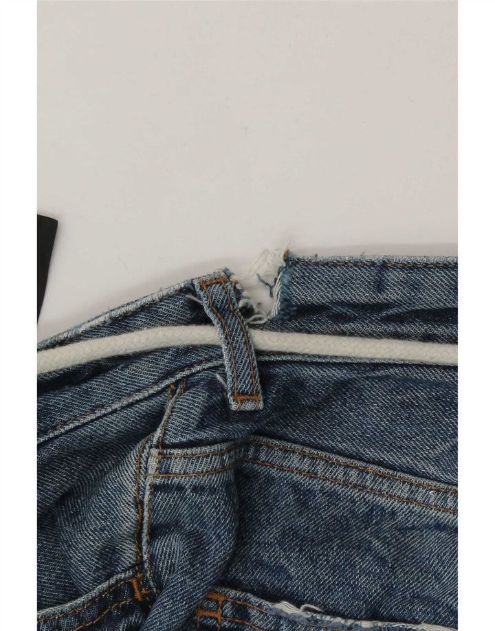 Zara Shorts jeans masculino desgastado UE 38 pequeno W30 algodão azul