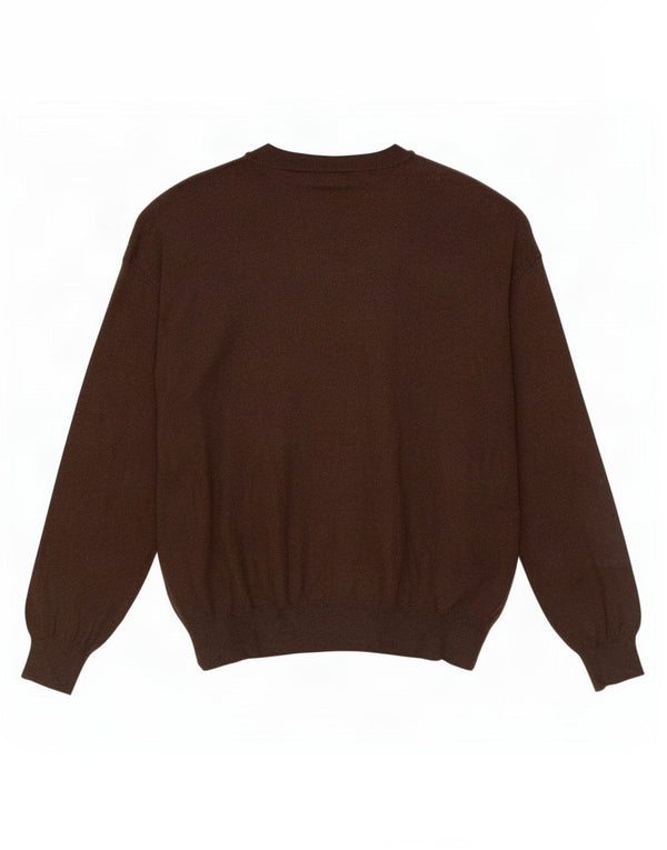 Suéter masculino Massimo Dutti com decote em V XL marrom Argyle/algodão diamante