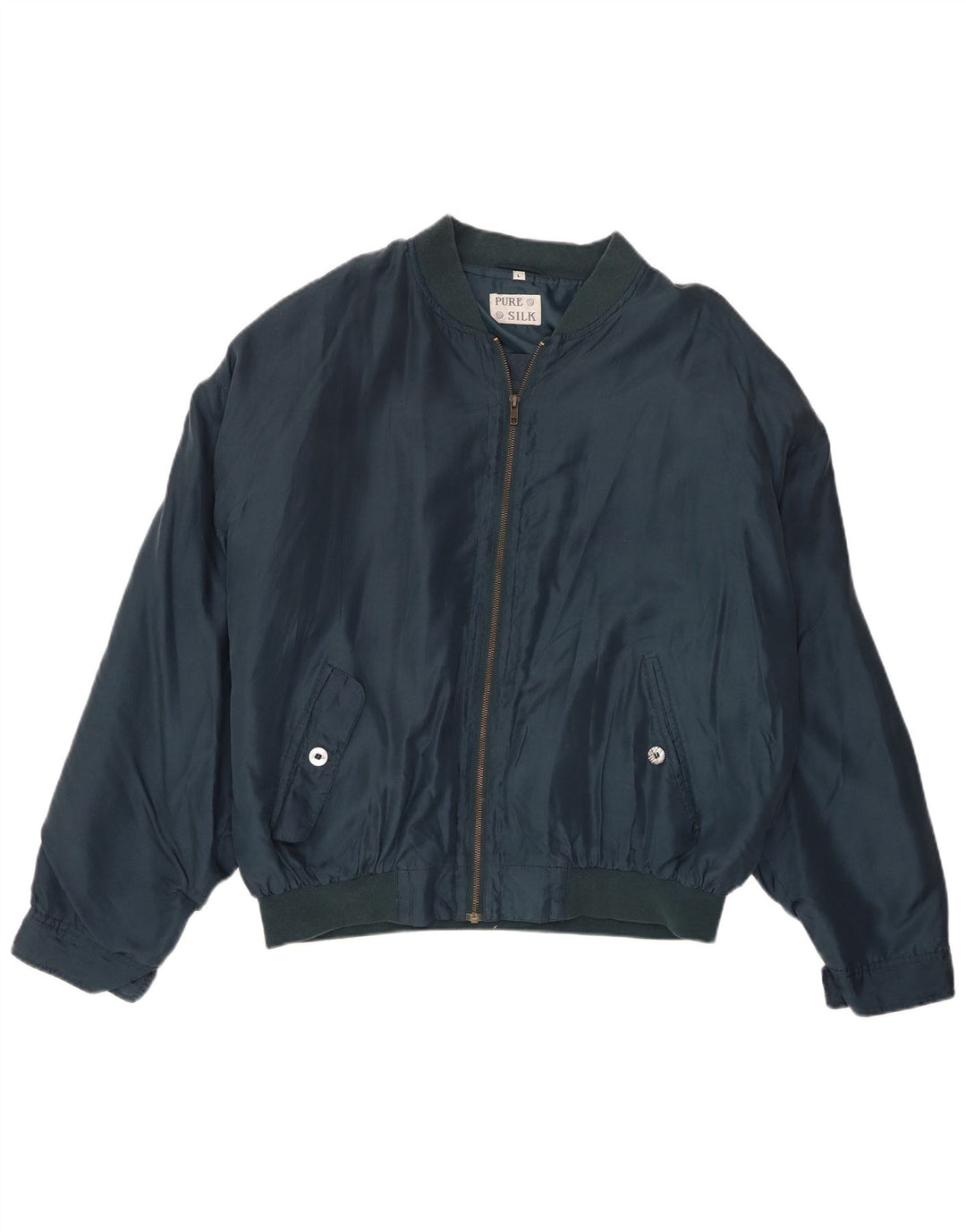 Jaqueta bomber masculina vintage UK 40 grande seda azul marinho