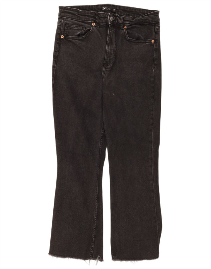 Zara Calça Jeans Feminina Crop Bootcut EU 42 Grande W32 L24 Preto
