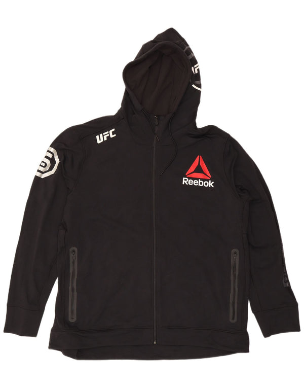 Suéter Reebok masculino com capuz e zíper gráfico 2XL preto nylon