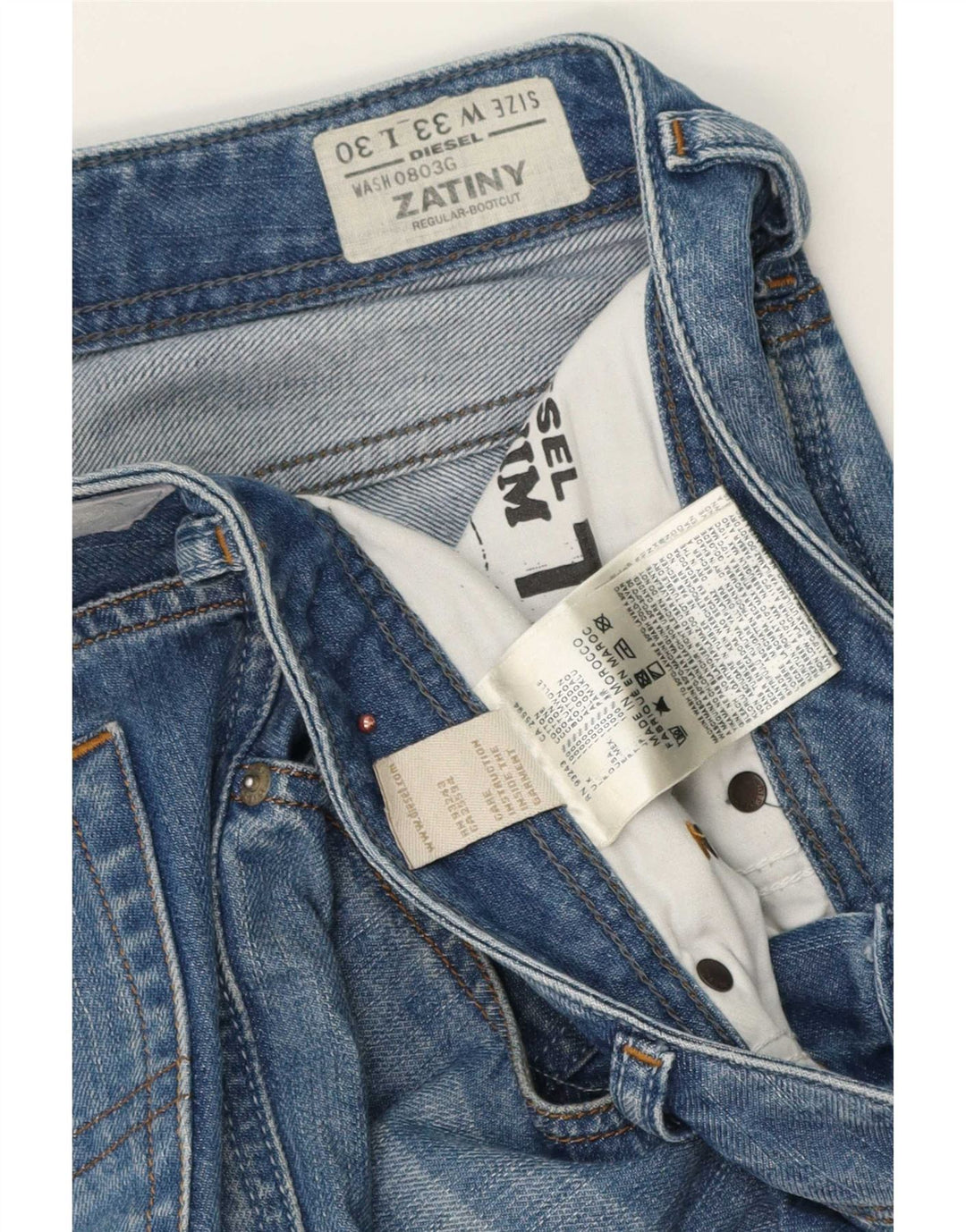 Diesel Mens Zatiny Regular Fit Bootcut Jeans W33 L30 Azul Algodão
