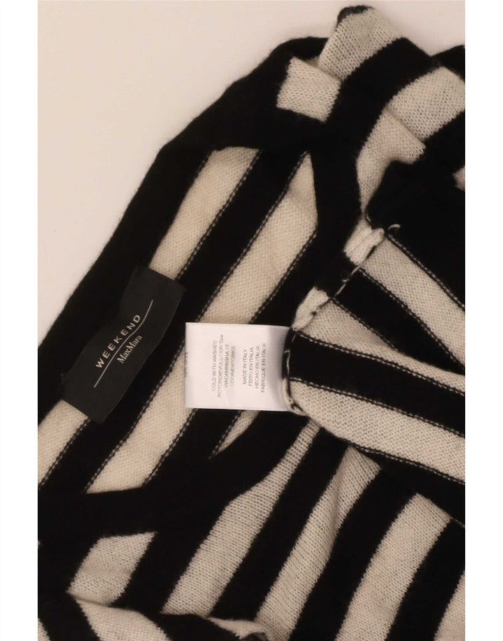 Suéter feminino Max Mara com gola barco para fim de semana Reino Unido 14 listrado preto médio