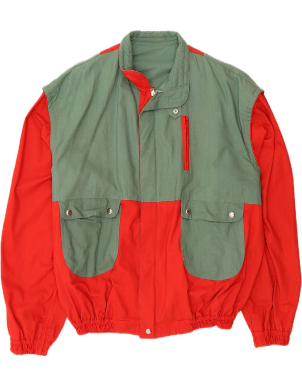 Jaqueta vintage masculina reversível UK 42 XL verde colorblock algodão