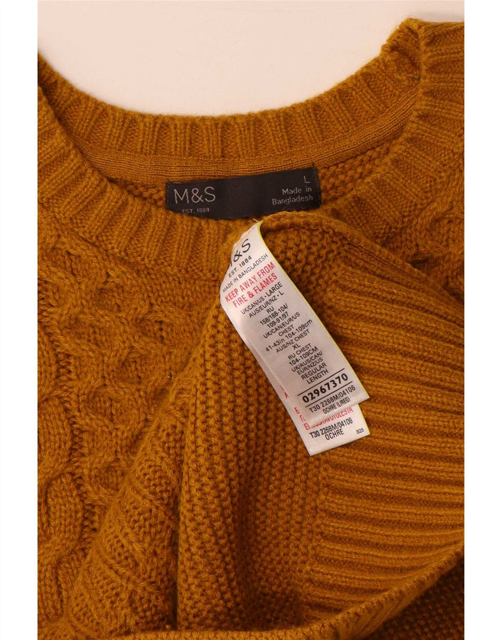 Suéter masculino Marks & Spencer com gola redonda, grande acrílico amarelo