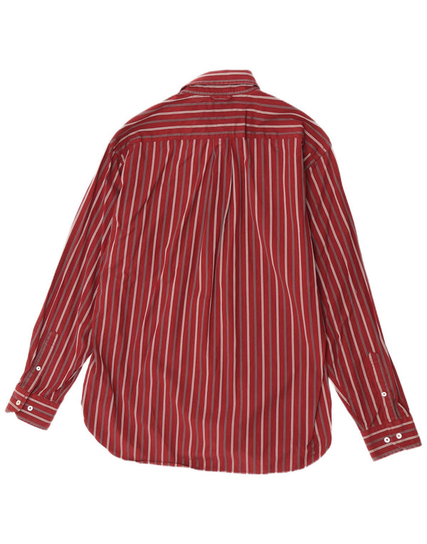 Camisa masculina Tommy Hilfiger tamanho 15 1/2 algodão listrado médio Borgonha