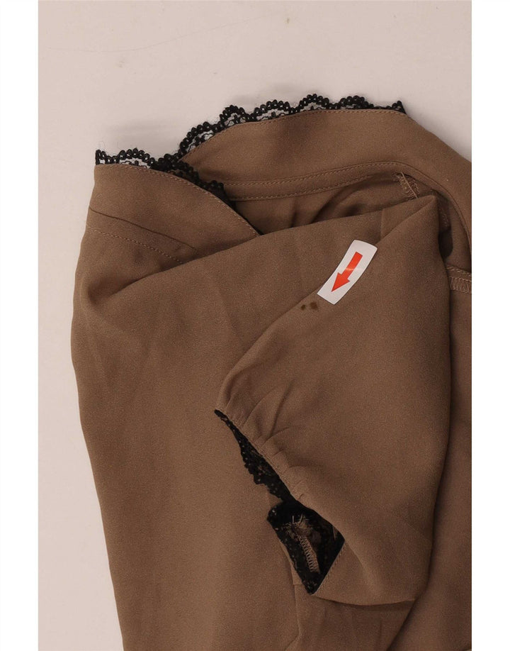 Blusa feminina Benetton UK 10 pequena poliéster bege
