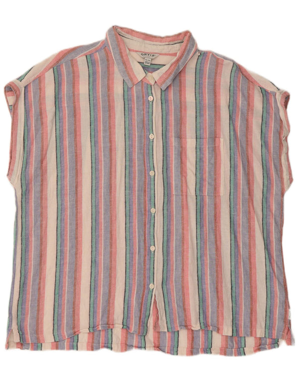 Blusa feminina sem mangas Orvis UK 18 XL listrada multicolorida