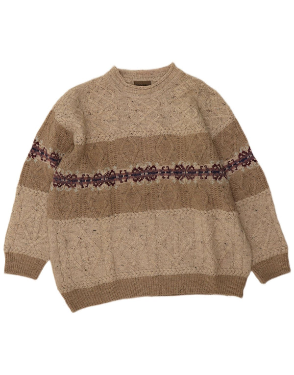Suéter masculino Sevres com gola redonda IT 54 XL bege Fair Isle Wool