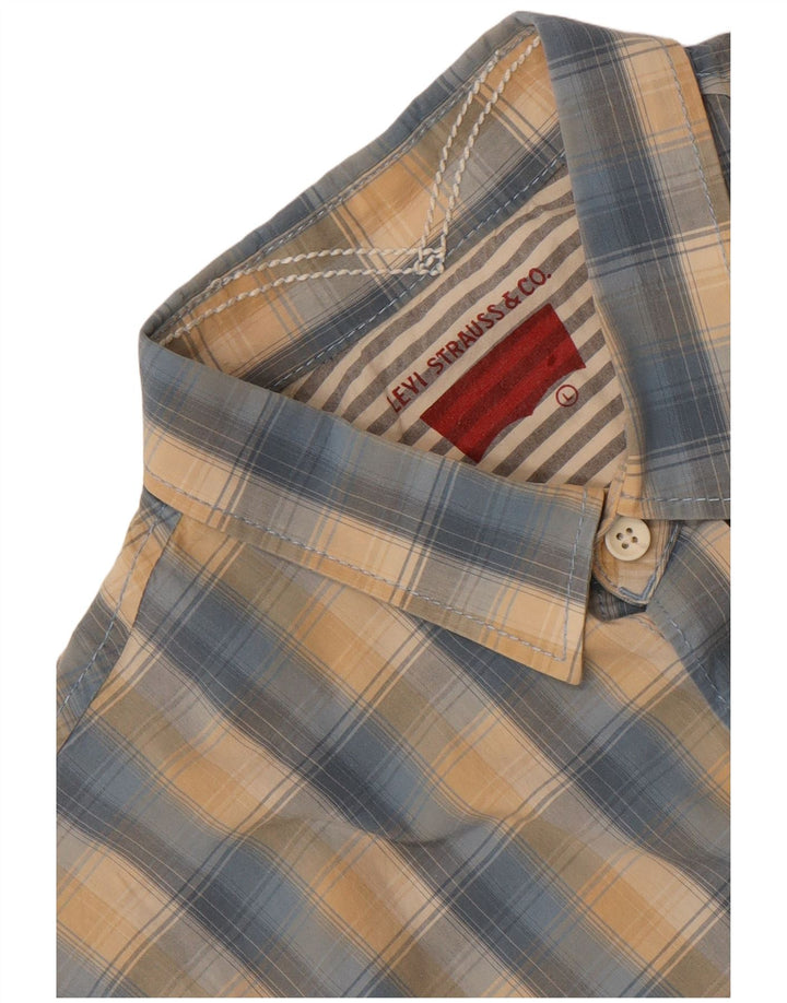 Camisa masculina de manga curta Levi's grande xadrez azul