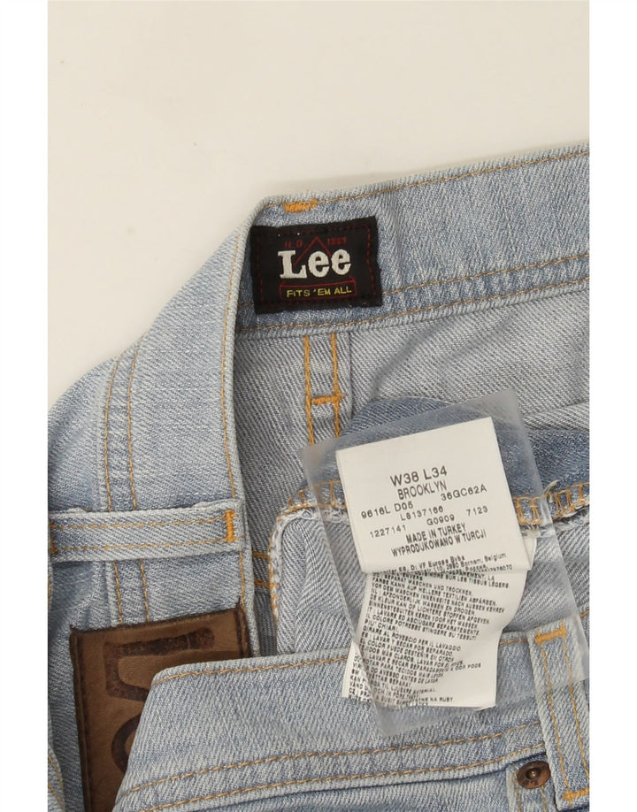 Lee Mens Brooklyn Straight Jeans W38 L34 Azul Algodão