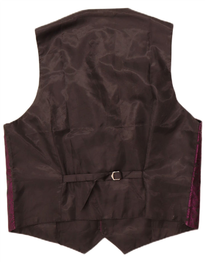 Colete masculino vintage 2XL poliéster roxo Paisley