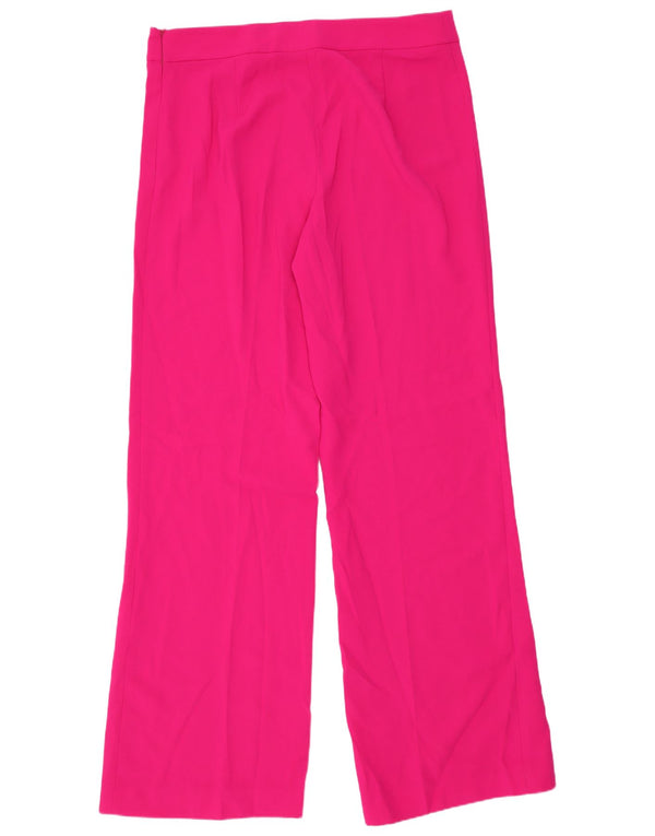 Zara Calça feminina casual cintura alta perna larga XL W32 L34 rosa