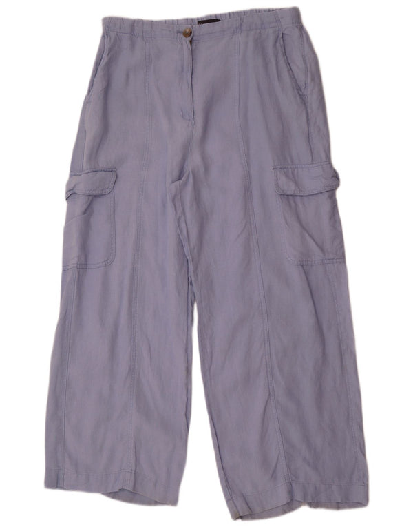 Calça cargo feminina Marks & Spencer com perna larga Reino Unido 16 grande W34 L30 azul